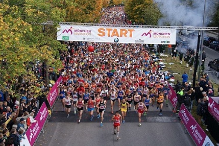 fra starten af München Marathon - gå til hjemmeside her